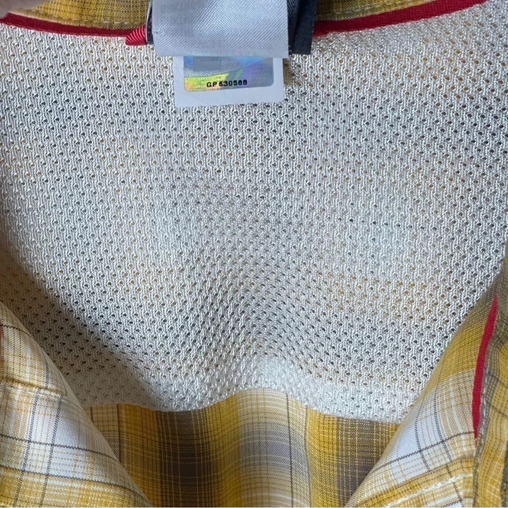 THE North Face Button Down Gold Plaid Short Sleeve Shirt Size Large